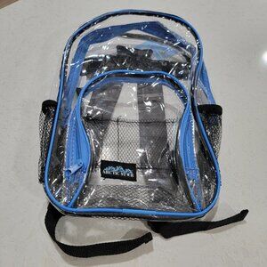 Arctic Star 13" Clear Backpack Black‎ & Blue Trim Pockets Organizing Compart NWT